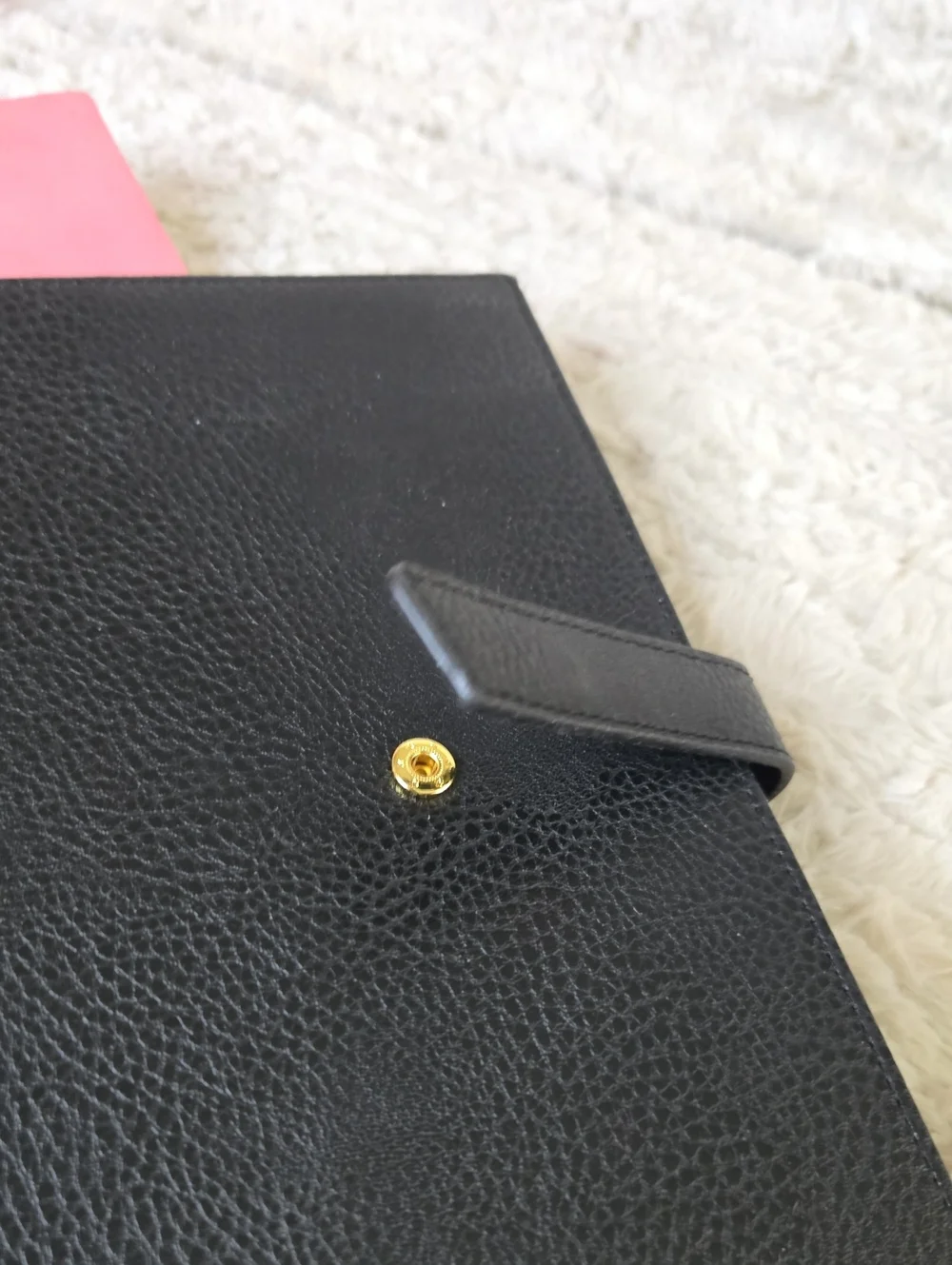 Black Faux Leather Planner with Purple Pen And Manage Time Pink Notebook